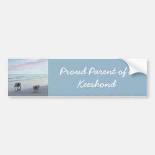 Keeshonds at the Seashore Painting Dog Art Bumper Sticker