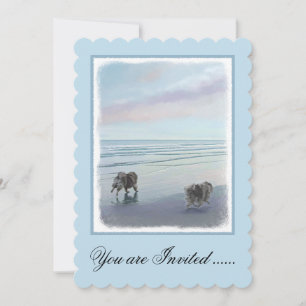 Keeshonds at the Seashore Painting Dog Art Invitation