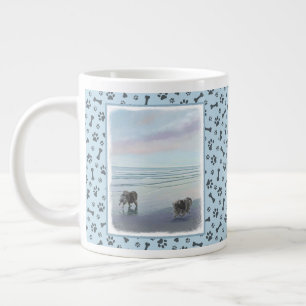 Keeshonds at the Seashore Painting Dog Art Large Coffee Mug