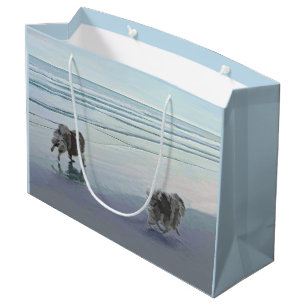 Keeshonds at the Seashore Painting Dog Art Large Gift Bag