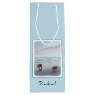 Keeshonds at the Seashore Painting Dog Art Wine Gift Bag