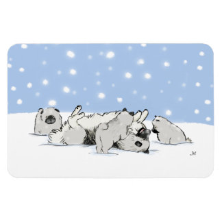 Keesie Snow Dogs - Happy Keeshond with Puppies Magnet