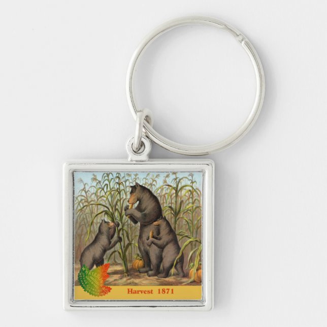 Keesling Leaf & Bear Harvest Ad Keychain (Front)