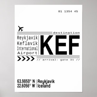KEF Reykjavik, Iceland airport poster print