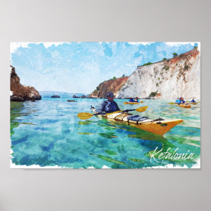 Kefalonia Greece Coastal View Painting Poster