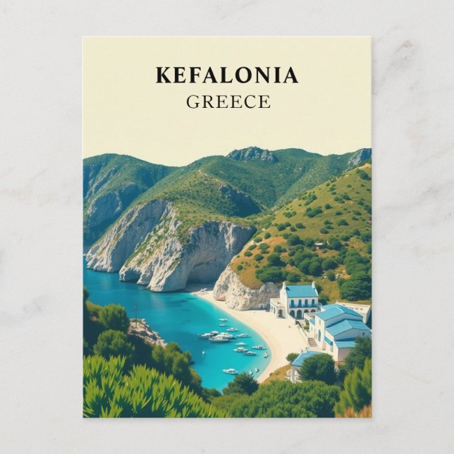 Kefalonia, Greece Retro Postcard (Front)