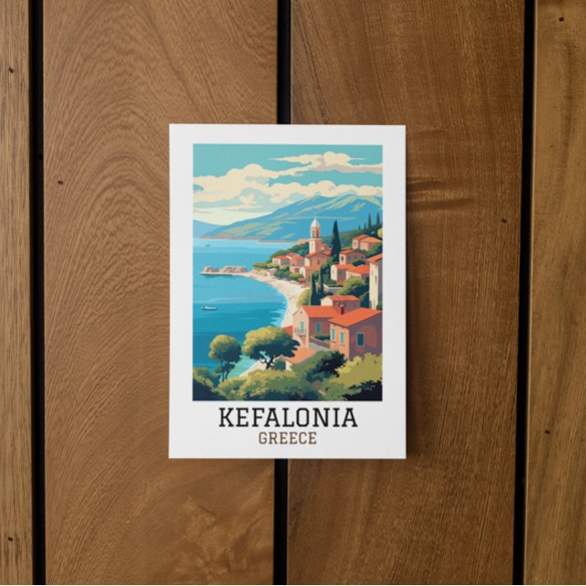 Kefalonia Greece Retro Vintage Travel Postcard (kefalonia greece retro vintage travel postcard)