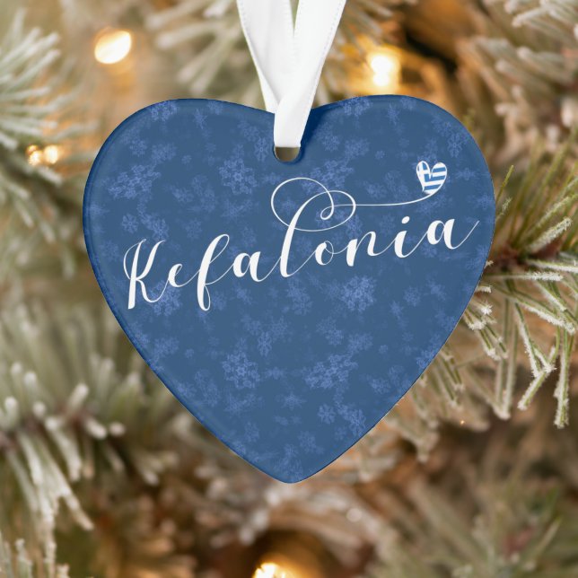 Kefalonia Heart Flag, Cephalonia, Greek Islands Ornament (Tree)