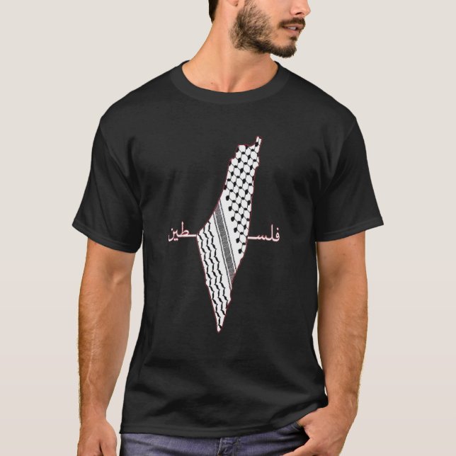 Keffiyeh Palestine Map Arabic Scarf Shemagh Palest T-Shirt (Front)