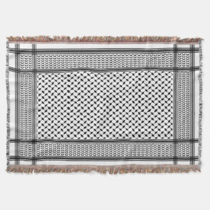 Keffiyeh Palestine Pattern Black Throw Blanket
