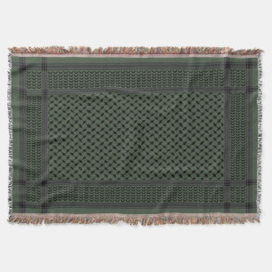 Keffiyeh Palestine Pattern Green Throw Blanket