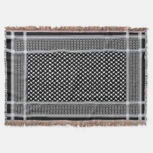 Keffiyeh Palestine Pattern White Throw Blanket