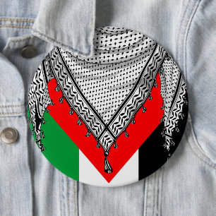 Keffiyeh Palestinian Scarf Traditional Fabric 6 Cm Round Badge