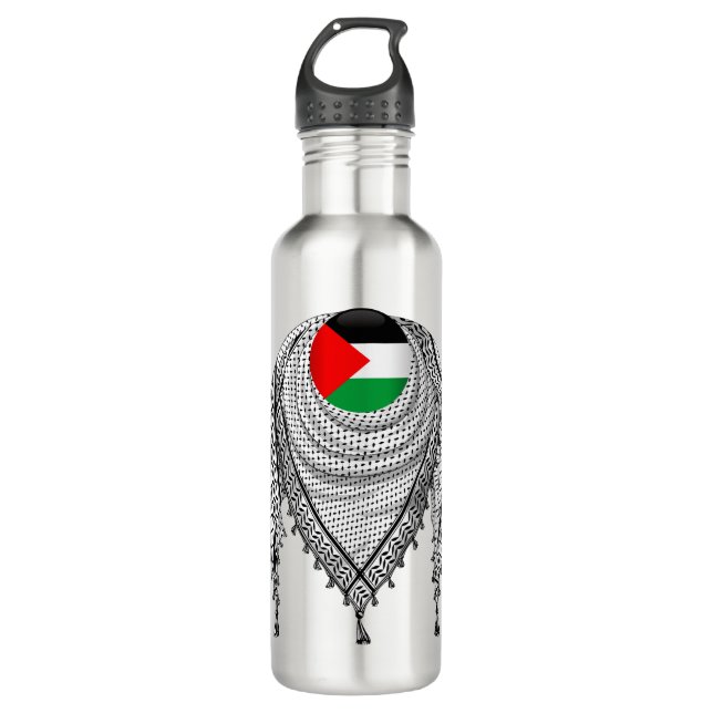 Keffiyeh Palestinian Scarf Traditional Fabric 710 Ml Water Bottle (Front)