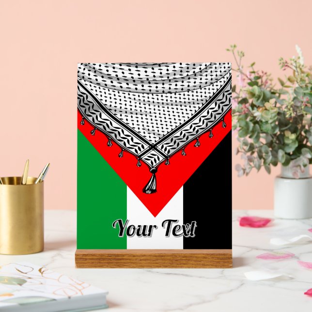 Keffiyeh Palestinian Scarf Traditional Fabric Acrylic Sign (Wedding)