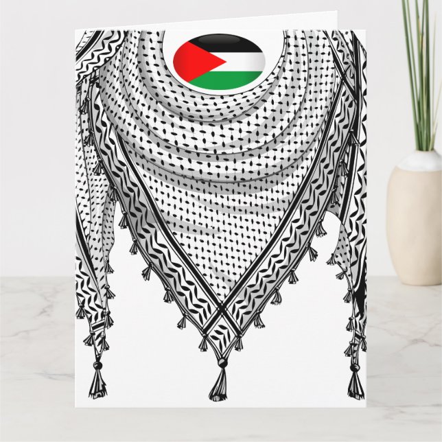Keffiyeh Palestinian Scarf Traditional Fabric Card (Front)