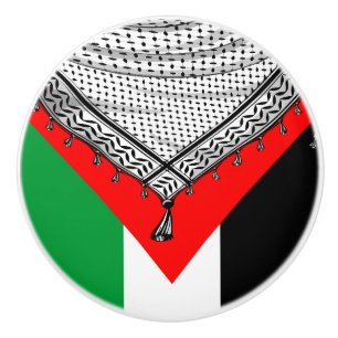 Keffiyeh Palestinian Scarf Traditional Fabric Ceramic Knob