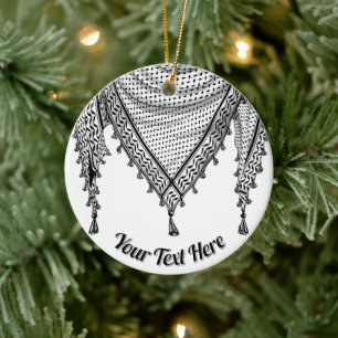 Keffiyeh Palestinian Scarf Traditional Fabric Ceramic Tree Decoration