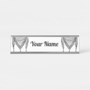 Keffiyeh Palestinian Scarf Traditional Fabric Desk Name Plate
