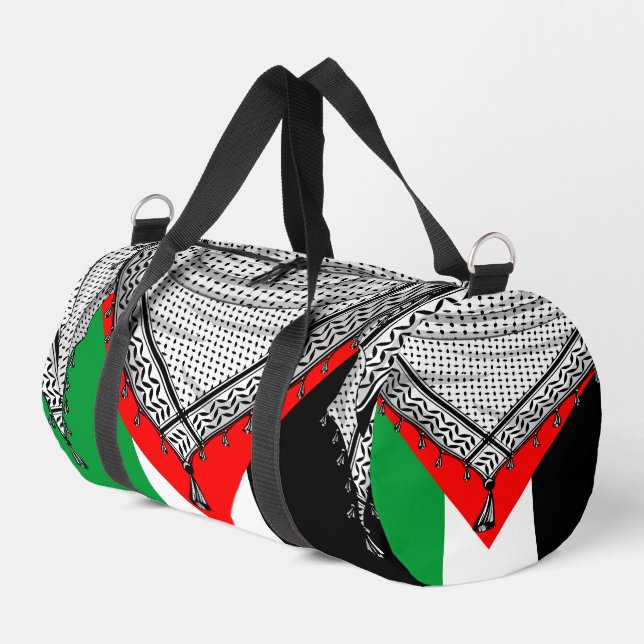 Keffiyeh Palestinian Scarf Traditional Fabric Duffle Bag (Left Corner)