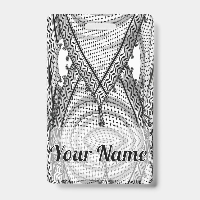 Keffiyeh Palestinian Scarf Traditional Fabric ID Badge (Front)