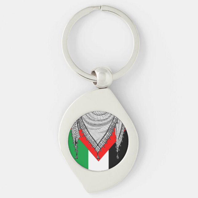 Keffiyeh Palestinian Scarf Traditional Fabric Key Ring (Front)