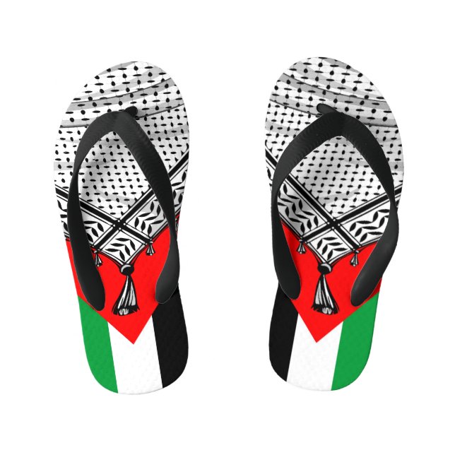 Keffiyeh Palestinian Scarf Traditional Fabric Kid's Jandals (Footbed)