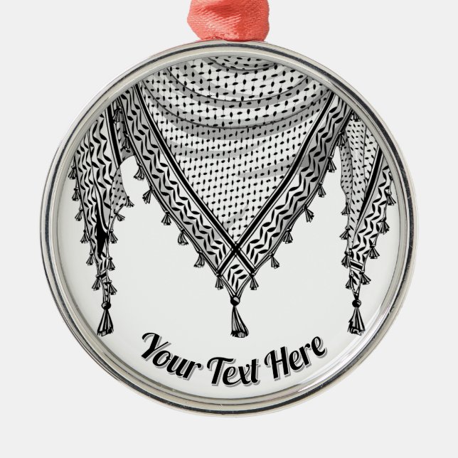 Keffiyeh Palestinian Scarf Traditional Fabric Metal Tree Decoration (Front)