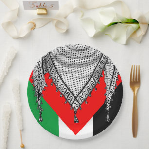 Keffiyeh Palestinian Scarf Traditional Fabric Paper Plate
