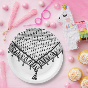 Keffiyeh Palestinian Scarf Traditional Fabric Paper Plate
