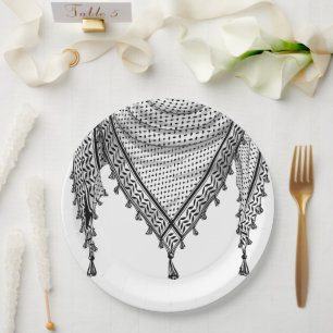 Keffiyeh Palestinian Scarf Traditional Fabric Paper Plate