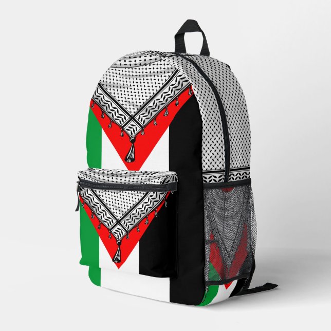 Keffiyeh Palestinian Scarf Traditional Fabric Printed Backpack (Back Corner Right)