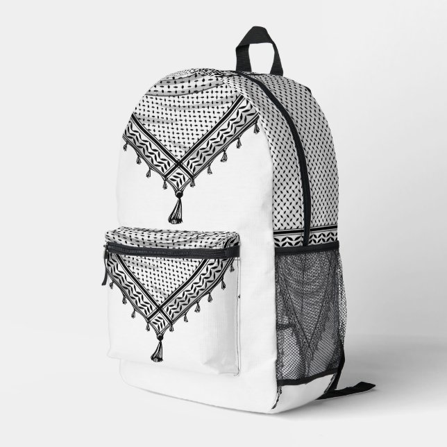 Keffiyeh Palestinian Scarf Traditional Fabric Printed Backpack (Back Corner Right)