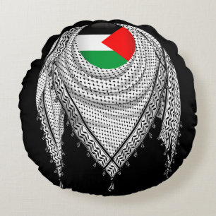 Keffiyeh Palestinian Scarf Traditional Fabric Round Cushion