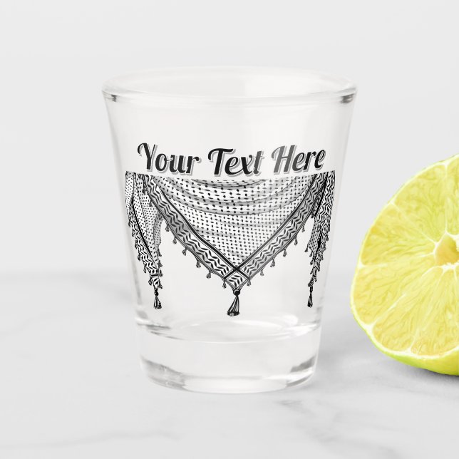 Keffiyeh Palestinian Scarf Traditional Fabric Shot Glass (Front)