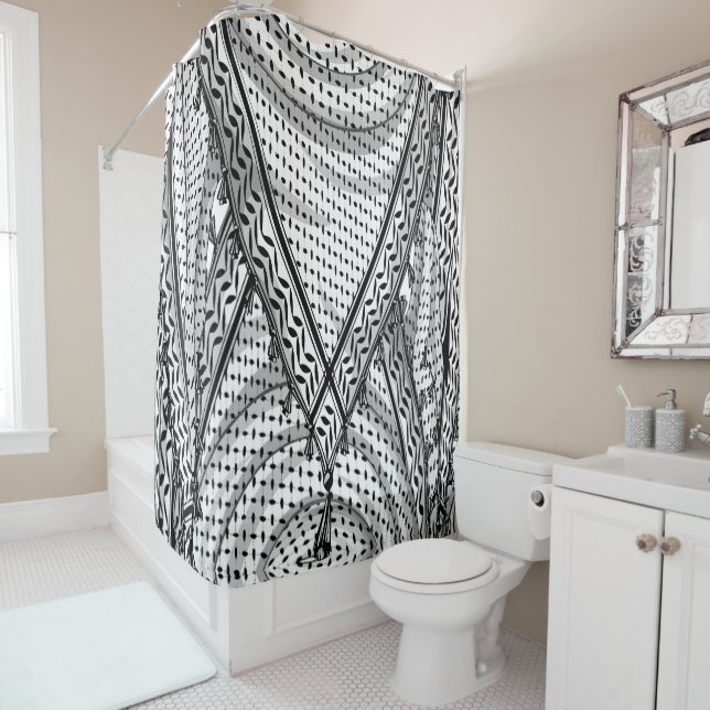 Keffiyeh Palestinian Scarf Traditional Fabric Shower Curtain (In Situ)