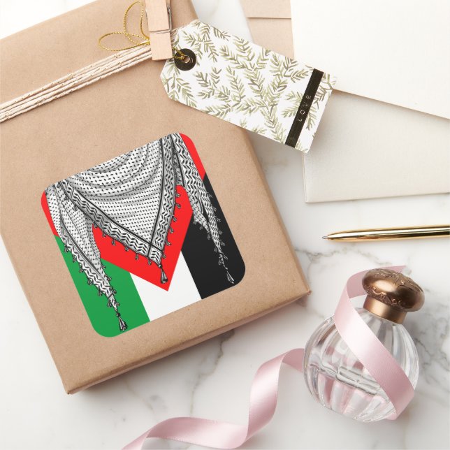 Keffiyeh Palestinian Scarf Traditional Fabric Square Sticker (Gifting)