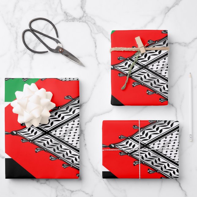 Keffiyeh Palestinian Scarf Traditional Fabric Wrapping Paper Sheet (Front)