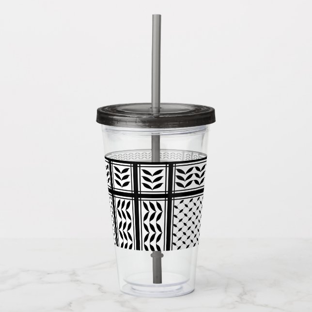 Keffiyeh Symbol of Palestine Resistance Pattern Acrylic Tumbler (Front)