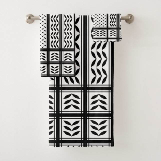 Keffiyeh Symbol of Palestine Resistance Pattern Bath Towel Set (Insitu)