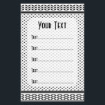 Keffiyeh Symbol of Palestine Resistance Pattern Flyer<br><div class="desc">Fast forward to the 1960s and the rise of the Palestinian resistance movement,  the prominent Palestinian politician,  Yasser Arafat,  further solidified this meaning behind the keffiyeh. The keffiyeh became Arafat’s personal trademark as he draped it over his right shoulder to resemble the pre-1948 map of Palestine.</div>