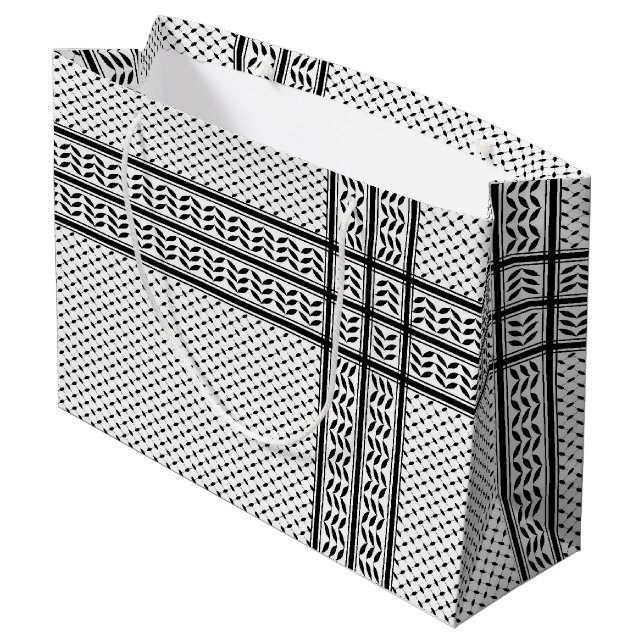 Keffiyeh Symbol of Palestine Resistance Pattern Large Gift Bag (Back Angled)