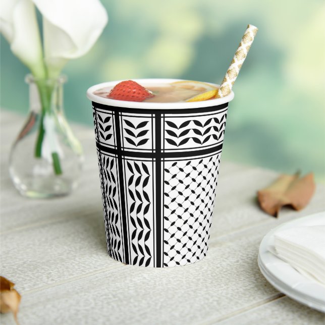 Keffiyeh Symbol of Palestine Resistance Pattern Paper Cups (Insitu)