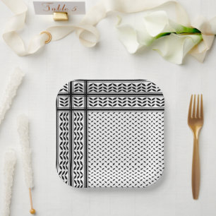Keffiyeh Symbol of Palestine Resistance Pattern Paper Plate