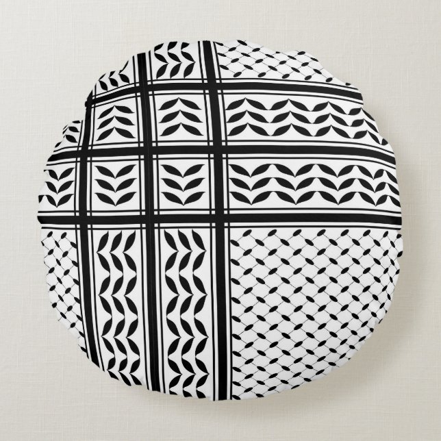 Keffiyeh Symbol of Palestine Resistance Pattern Round Cushion (Front)