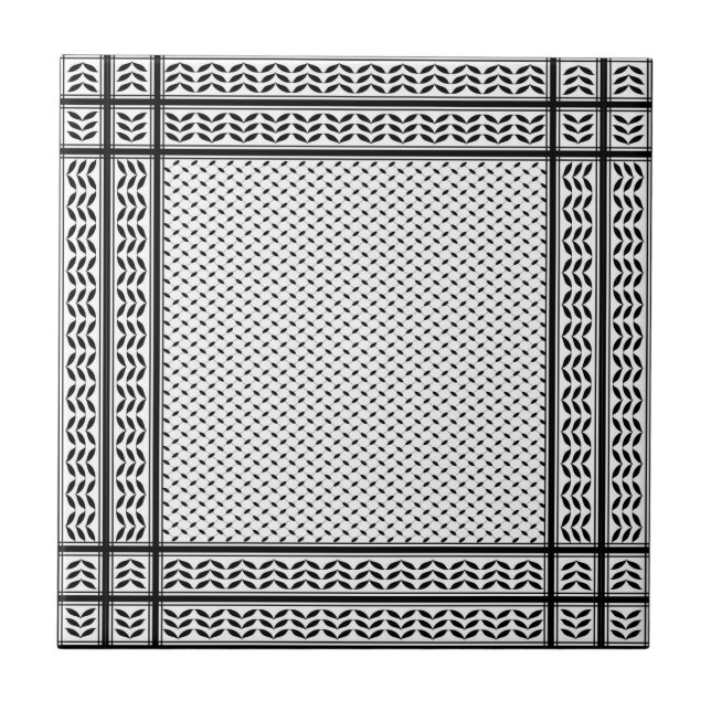 Keffiyeh Symbol of Palestine Resistance Pattern Tile (Front)