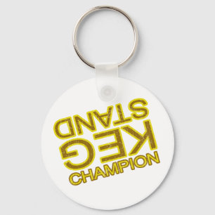 Keg stand champion funny beer drinker key ring