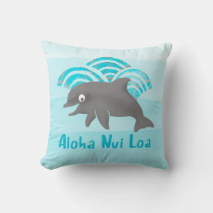 Keiki Watercolor Dolphin Wave Reversible Cushion