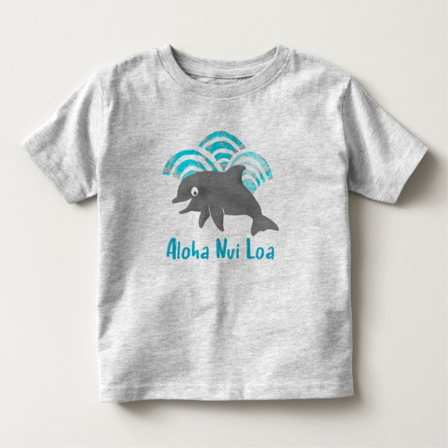 Keiki Watercolor Dolphin Wave Toddler T-Shirt (Front)