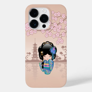 Keiko Kokeshi Doll - Blue Kimono Geisha Girl Case-Mate iPhone 14 Pro Case